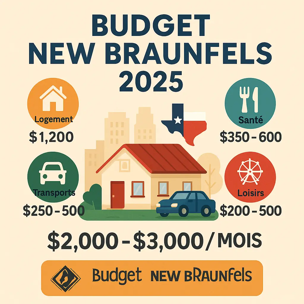 Budget New Braunfels 2025 : aperçu réaliste du coût de la vie entre logement, alimentation, santé et loisirs au Texas.