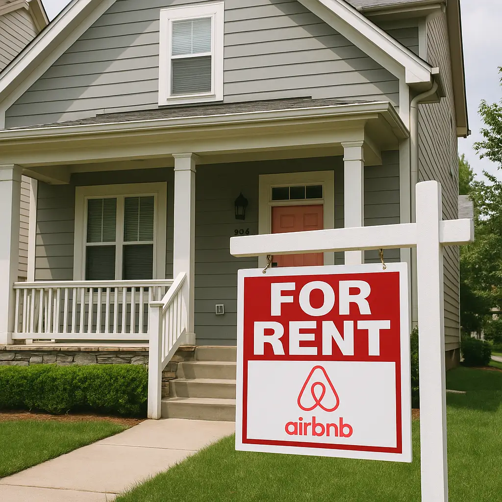 Réglementation Airbnb USA appliquée à une maison en location courte durée dans un quartier résidentiel américain